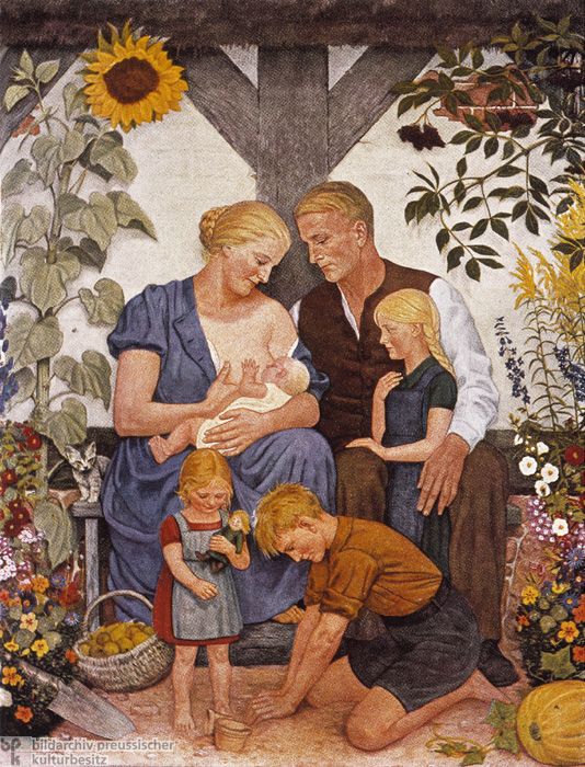 The Aryan Family is a print after a painting by Wolfgang Willrich